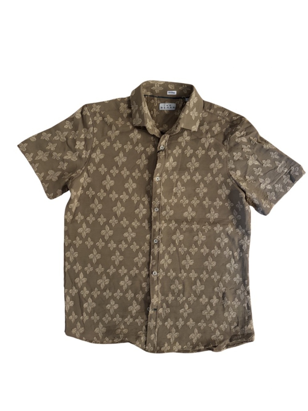 Ike Behar Beige Appliqué Patterned Short-Sleeve Button-Up Shirt